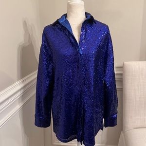 BLUE IBIZA SEQUIN SHIRT DRESS